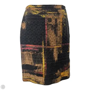 Brush Stroke Tweed Wool Blend Skirt Designer By Lafayette 148 In Black & Gold. Size: 6