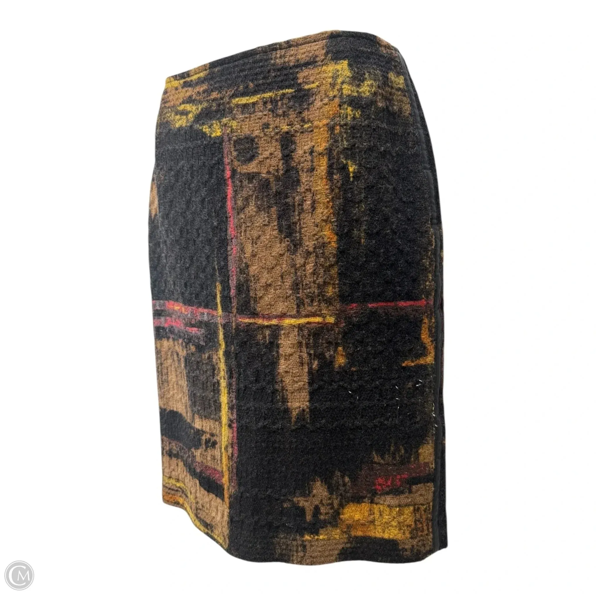 Brush Stroke Tweed Wool Blend Skirt Designer By Lafayette 148 In Black & Gold. Size: 6