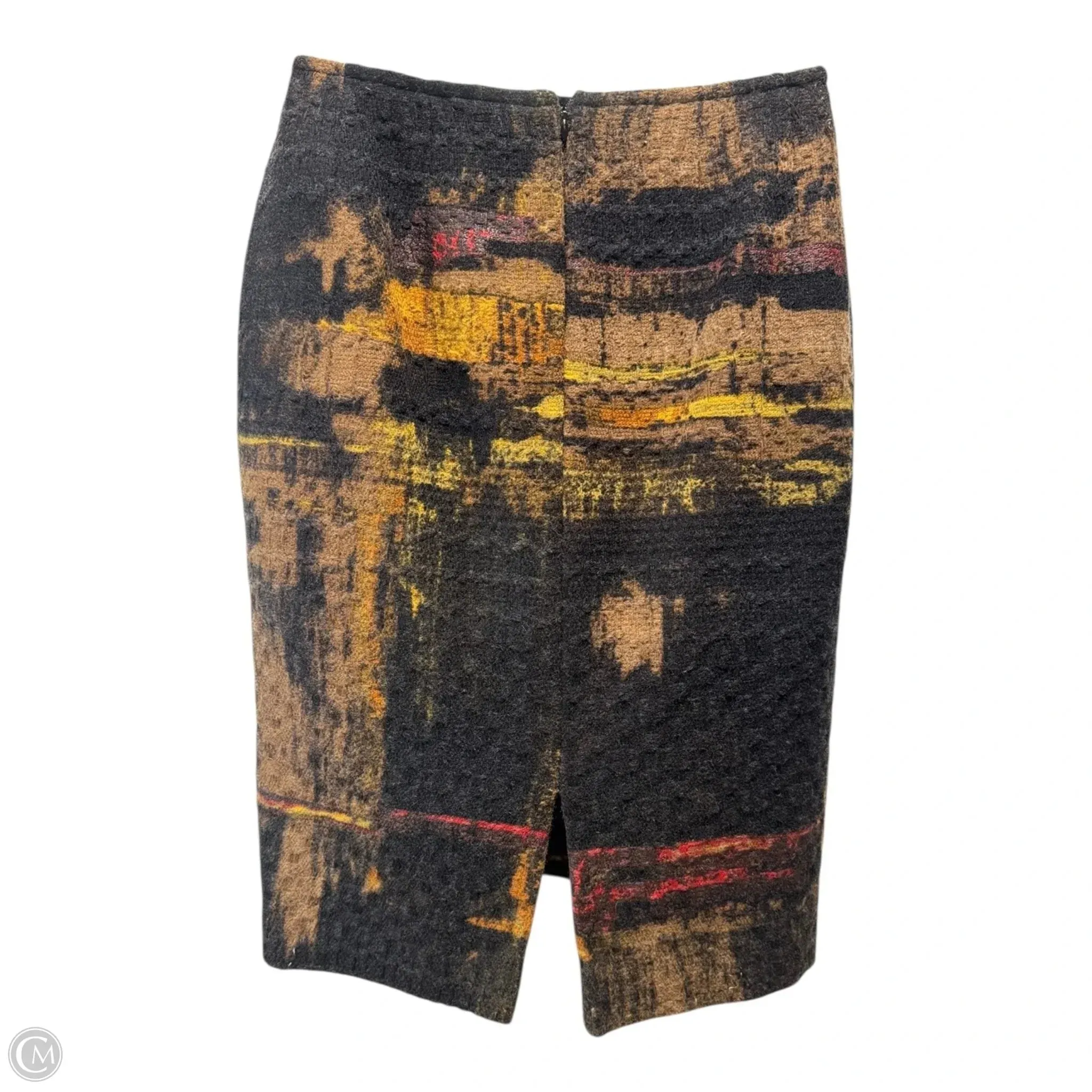 Brush Stroke Tweed Wool Blend Skirt Designer By Lafayette 148 In Black & Gold. Size: 6