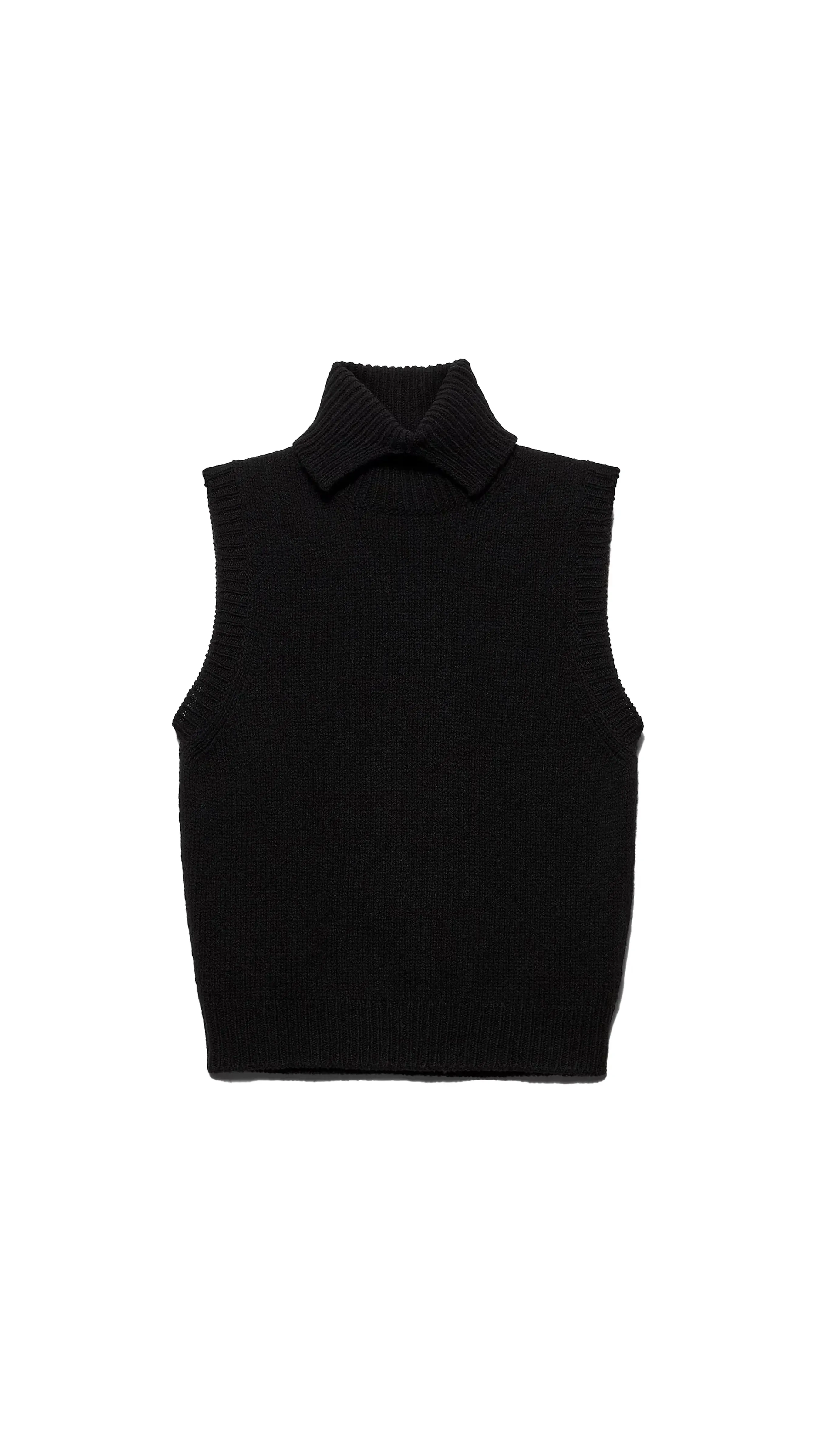 Cashmere Turtleneck Vest - Black