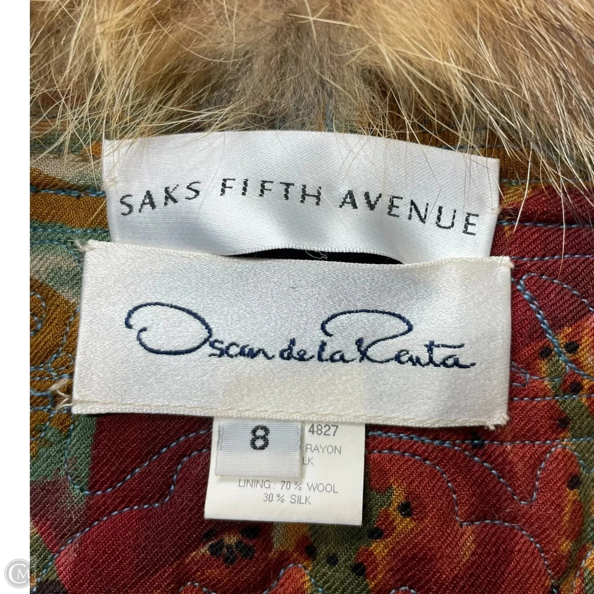 Coat Designer By Oscar De La Renta In Multi-colored. Size: 8