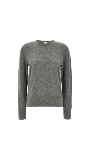 Crew-neck Silk Cashmere Knit - Grey