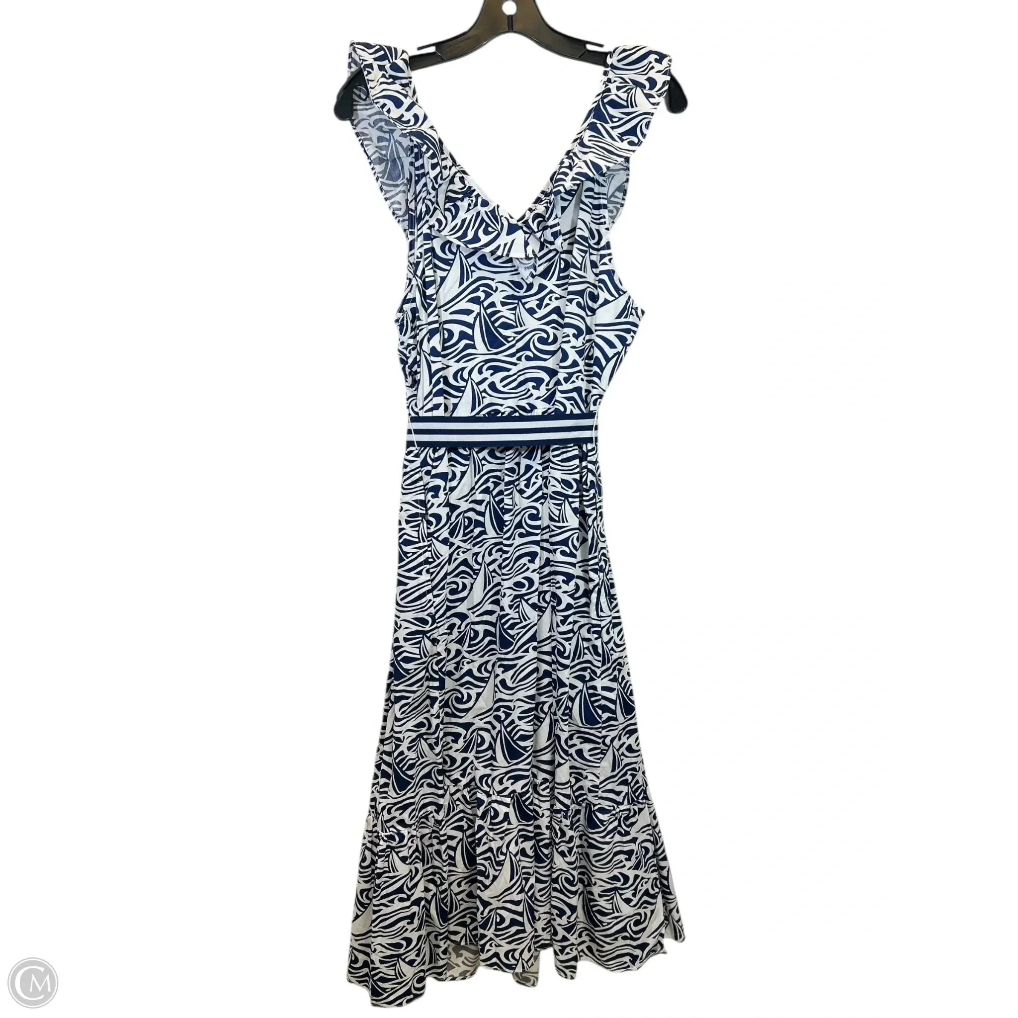 Dress Casual Maxi By Vineyard Vines In Blue & White. Size: 1x