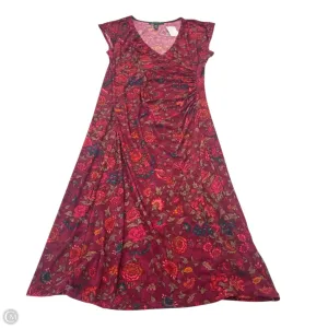 Dress Casual Midi By Ralph Lauren In Pink & Red. Size: L