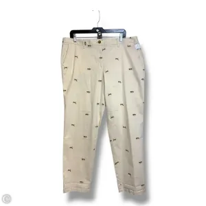 Embroidered Tiger Pants Chinos & Khakis By Talbots In Ivory. Size: 14