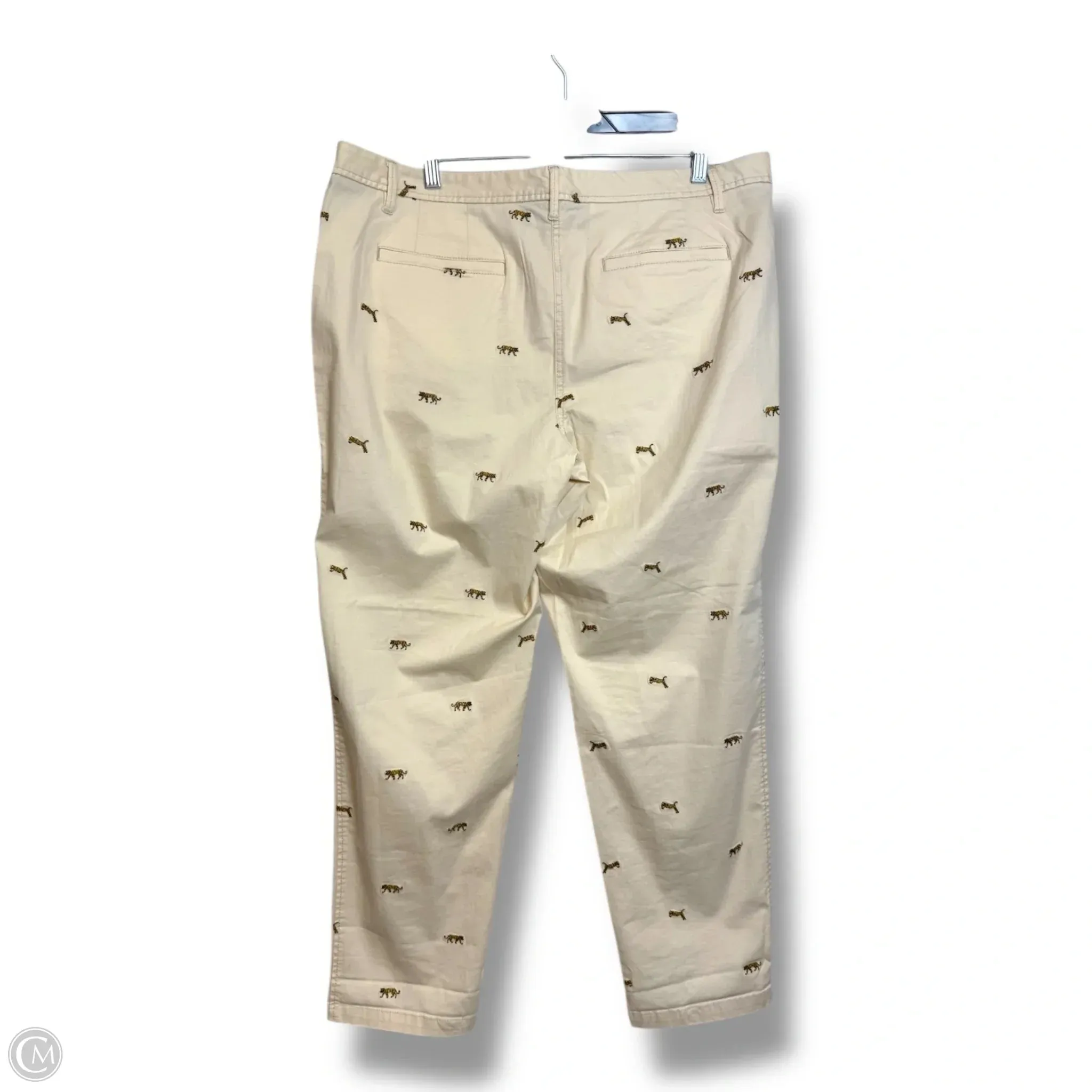 Embroidered Tiger Pants Chinos & Khakis By Talbots In Ivory. Size: 14