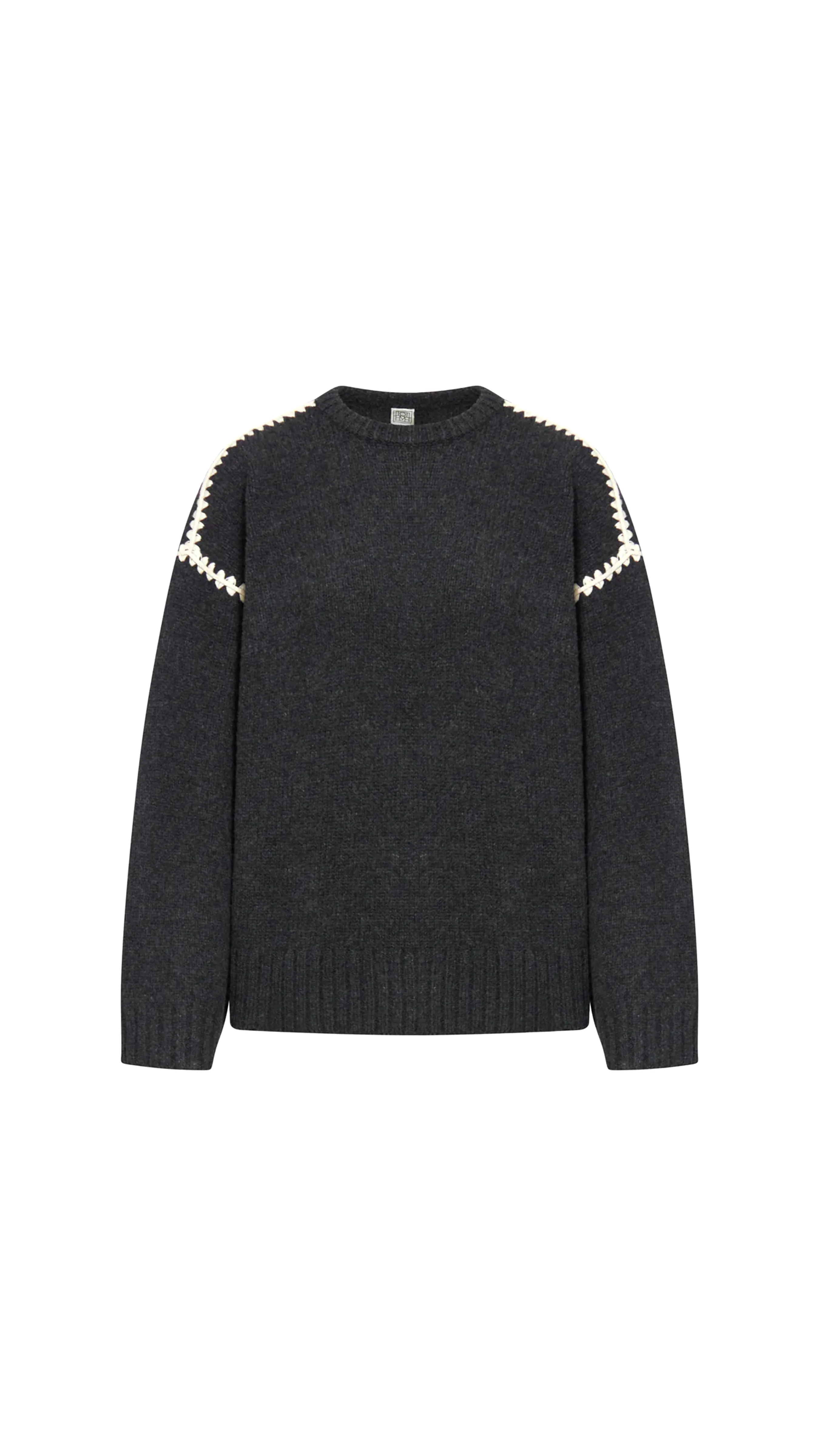 Embroidered Wool Cashmere Sweater - Grey