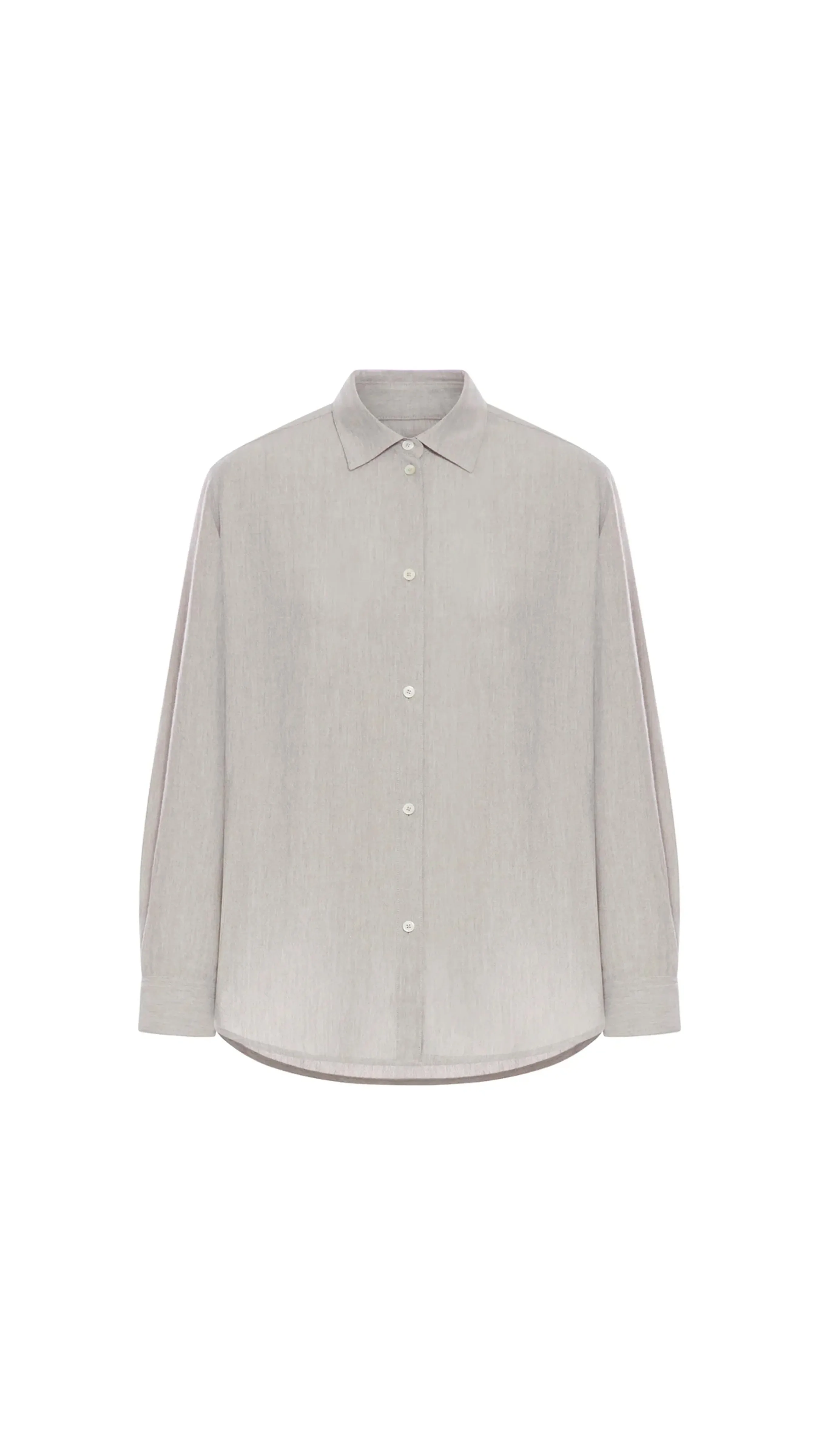 Oversized Wool Mix Shirt  - Pale Grey Melange