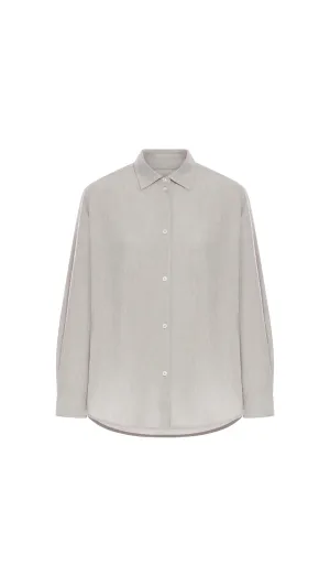Oversized Wool Mix Shirt  - Pale Grey Melange