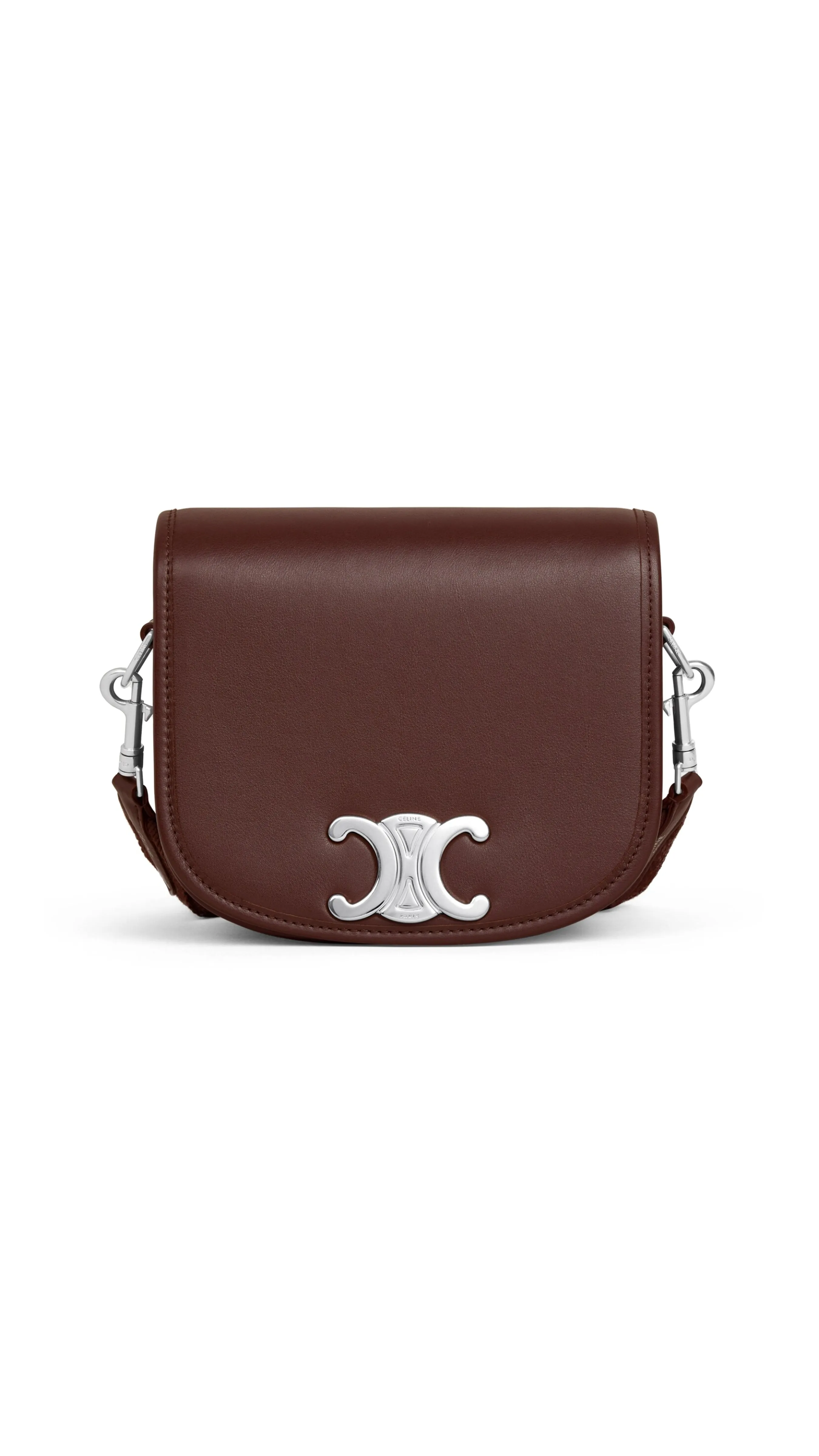Small Besace Strap Triomphe in Supple Natural Calfskin - Chestnut