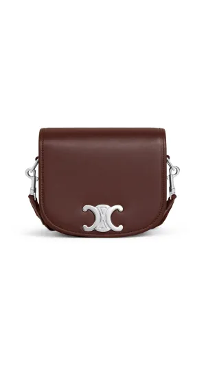 Small Besace Strap Triomphe in Supple Natural Calfskin - Chestnut