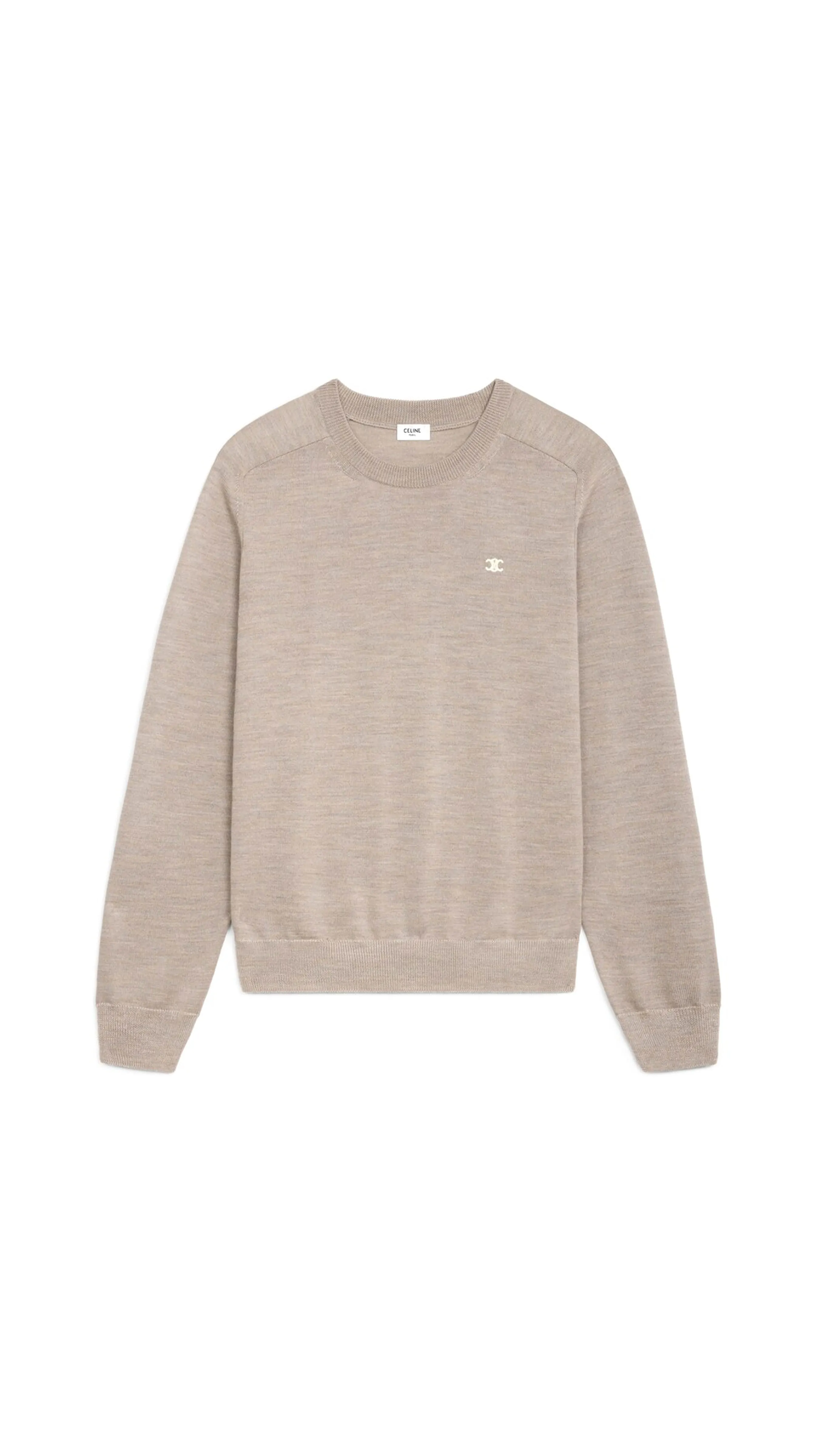 Triomphe Crewneck Sweater in Wool - Light Taupe