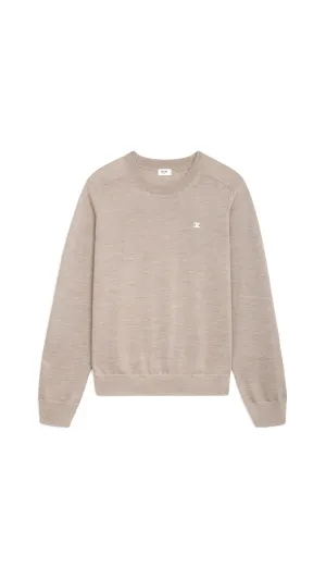 Triomphe Crewneck Sweater in Wool - Light Taupe