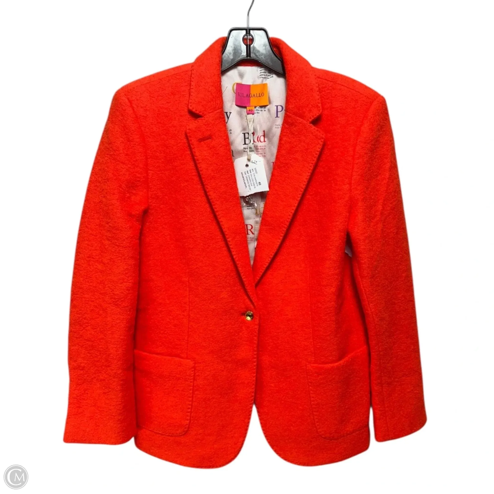 Wool Blend Blazer By Vilagallo In Orange. Size: 8