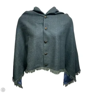 Wool Button Up Fringe Shawl By Dubarry In Blue & Green. Size: Osfm