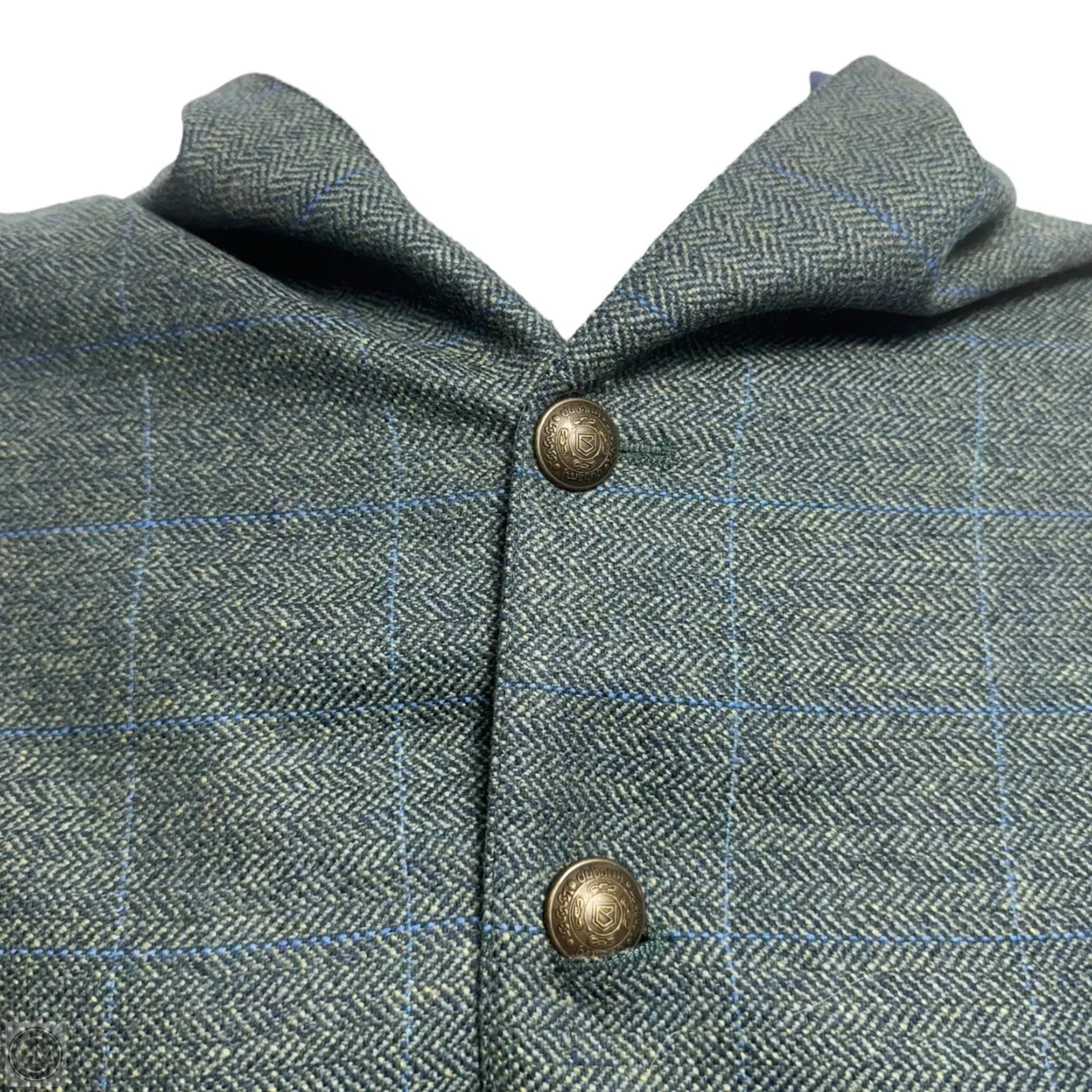 Wool Button Up Fringe Shawl By Dubarry In Blue & Green. Size: Osfm